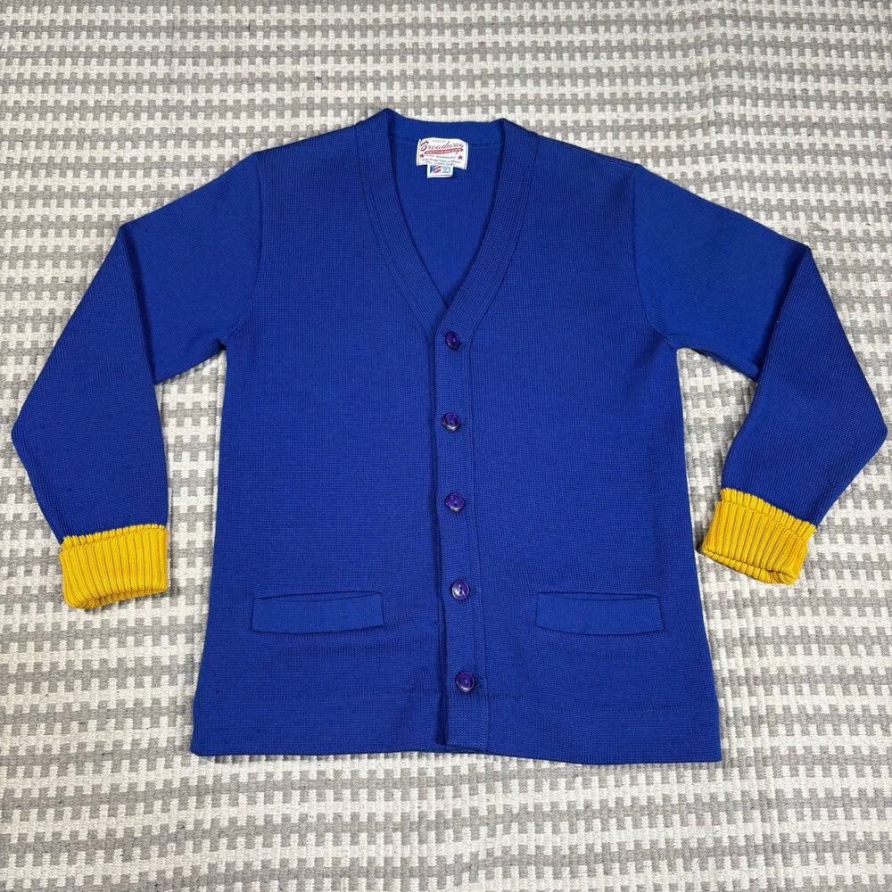 Vintage 1950s Broadway Knitting Mills‎ 100% Virgin Wool Varsity Cardigan Sweater